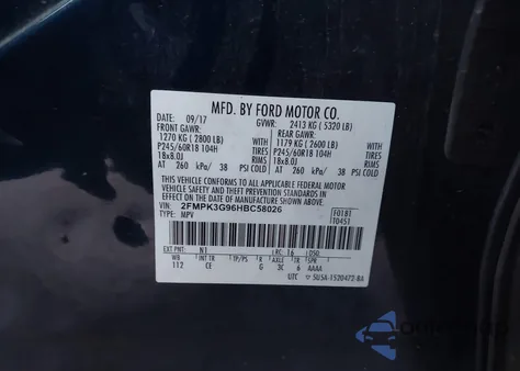 2017 Ford Edge Se z USA, uszkodzony, nr VIN 2FMPK3G96HBC58026